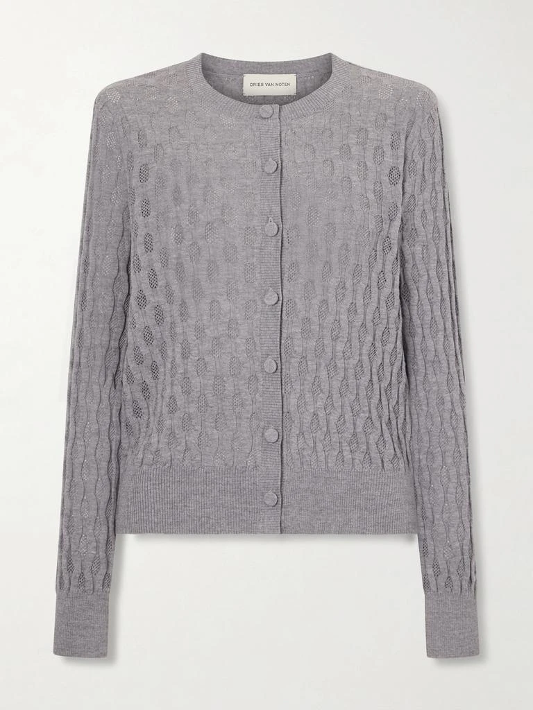 Dries Van Noten Pointelle-knit Merino Wool Cardigan