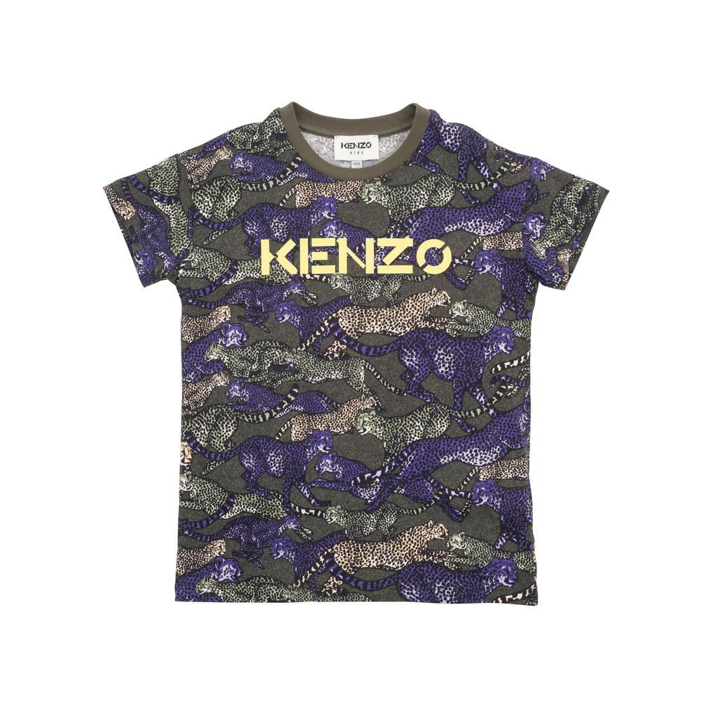 Kenzo T-Shirt Manches Courtes Kaki Fonce - Enfant Garçon - Kenzo Kids