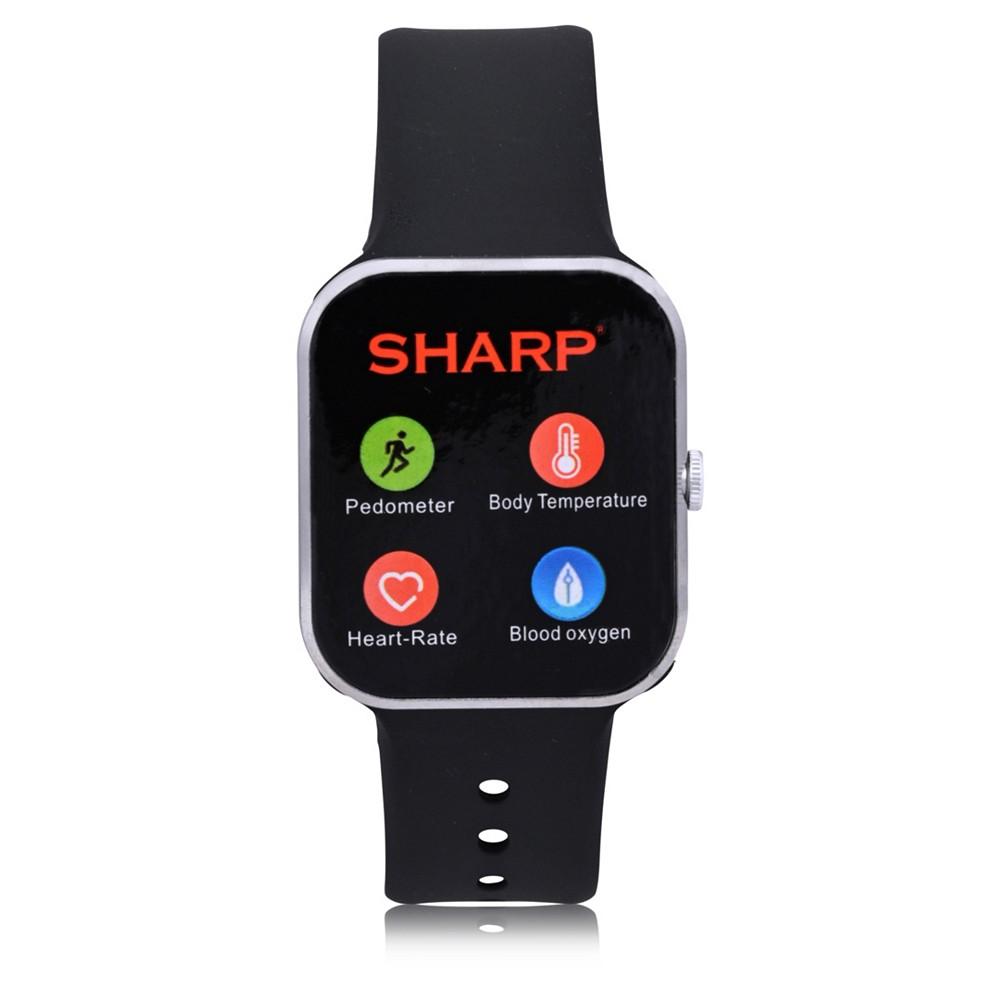 Sharp Unisex Black Silicone Smart Watch 38mm
