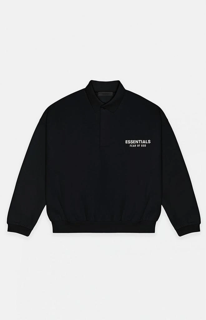 Essentials Black Fleece Polo Sweatshirt