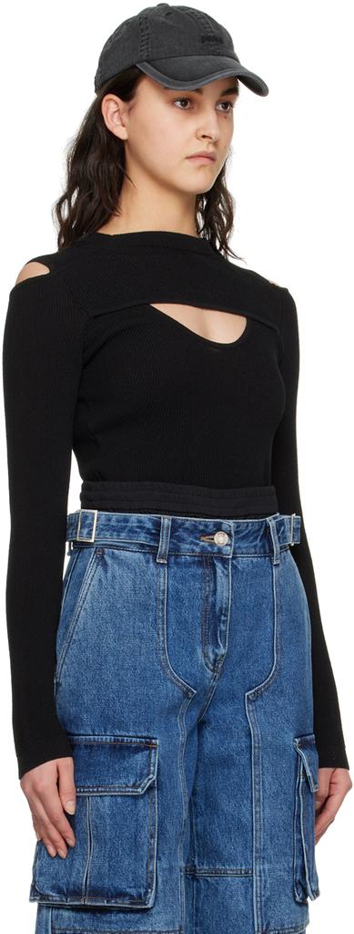 Juun.J Black Slit Sweater