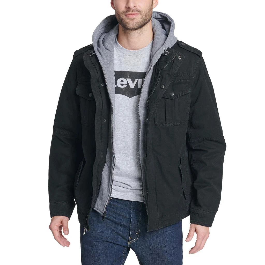 Levi
s Two-Pocket Hoodie with Zip Out Jersey Bib/Hood and Sherpa Lining