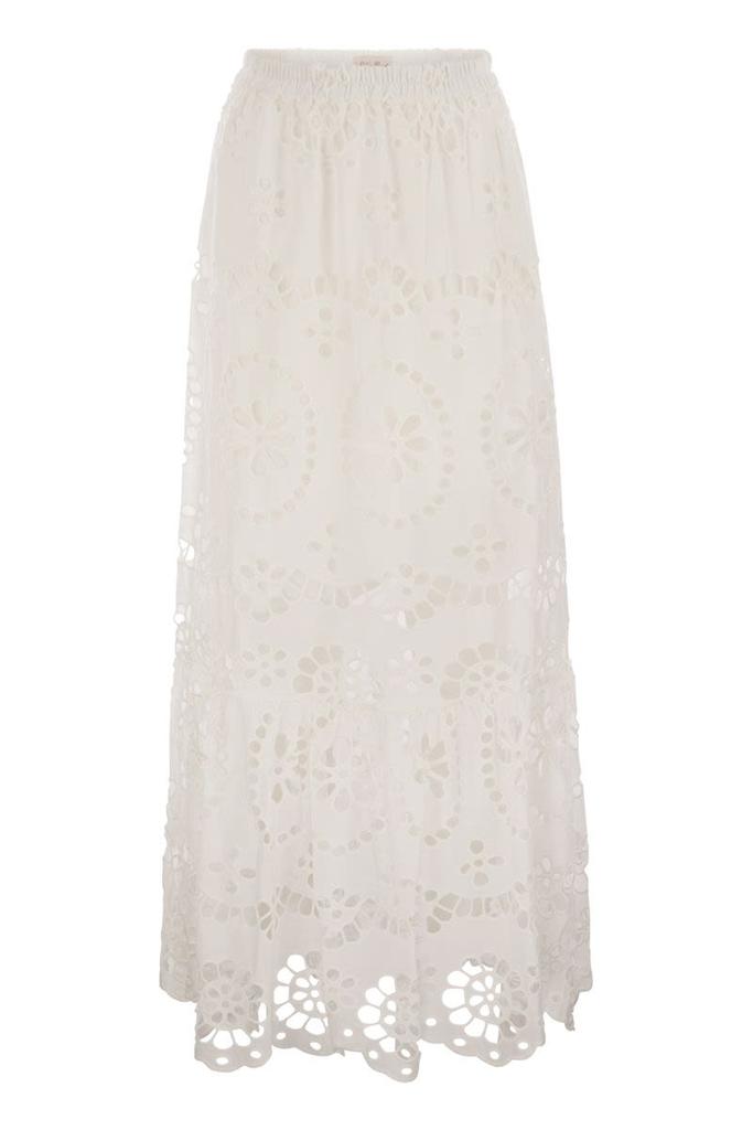 スカート MC2 Saint Barth CHEYENNE - Long skirt in cotton and silk. Woman silk voile pleated long skirt Cheyenne – MC2 Saint Barth