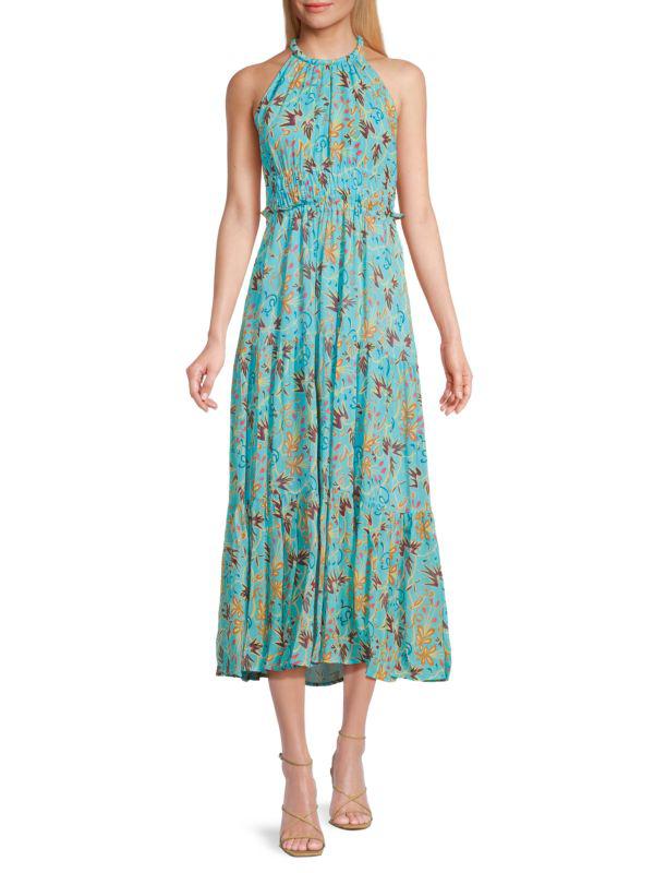 A.L.C. Elara Print Silk Midi Dress