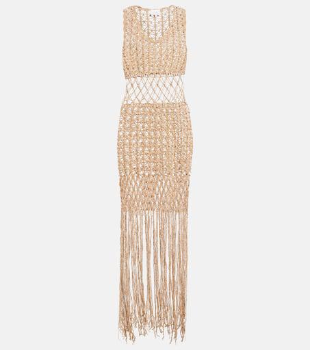 ANNA KOSTUROVA Fringe-trimmed crochet midi dress