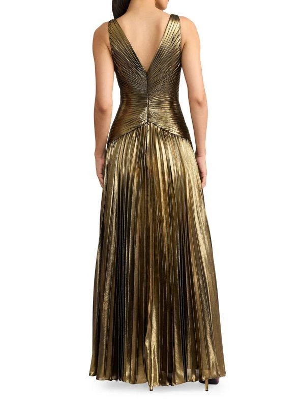 Zac Posen Pleated Metallic Chiffon Gown 2