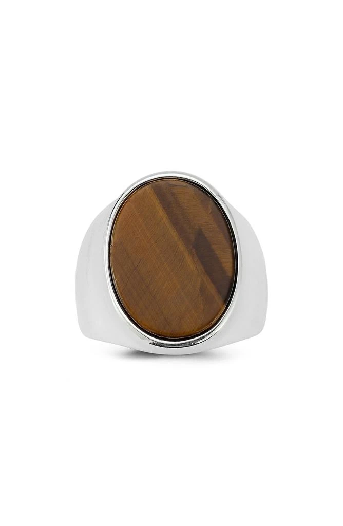 Yield of Men Sterling Silver Tiger
s Eye Signet Ring 2