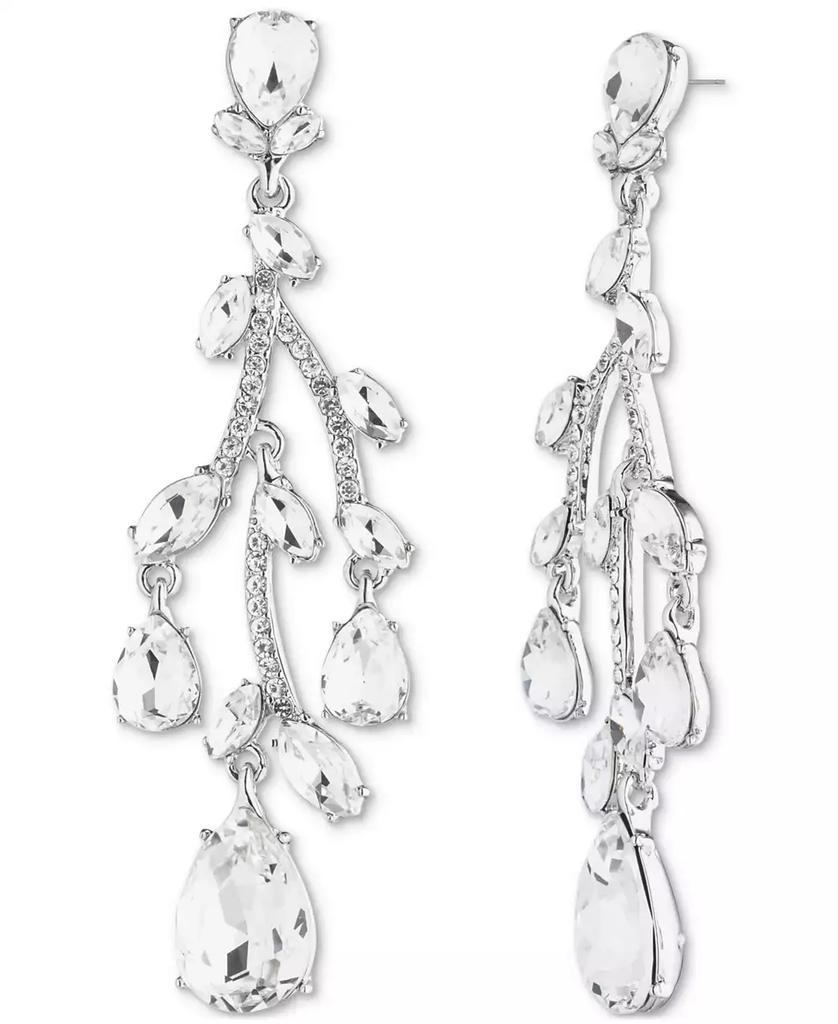 Givenchy Silver-Tone Crystal Double Heart Leverback Drop