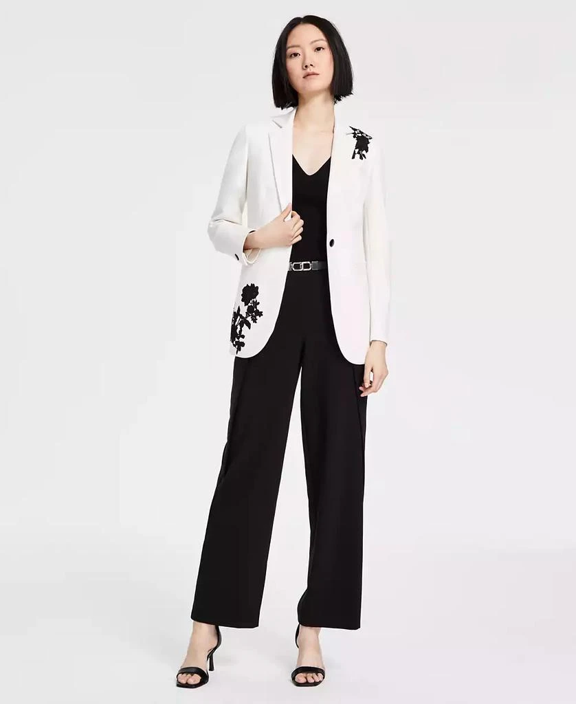 Anne Klein Women's Embroidered Notched-Collar Compression Blazer, Created for Macy's 2