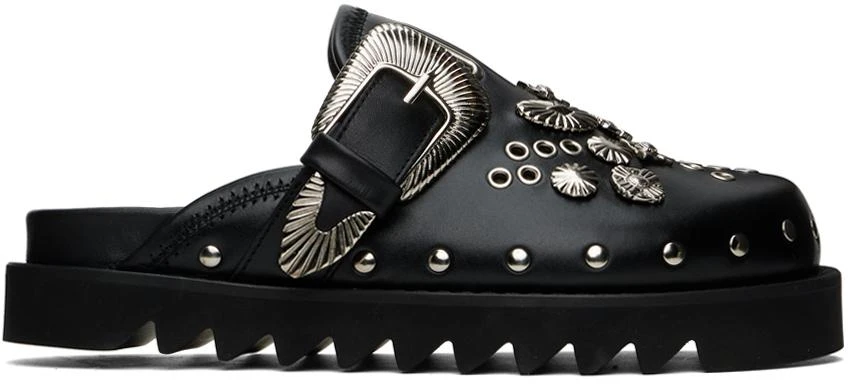Toga Pulla SSENSE Exclusive Black Eyelet Metal Sabot Loafers 