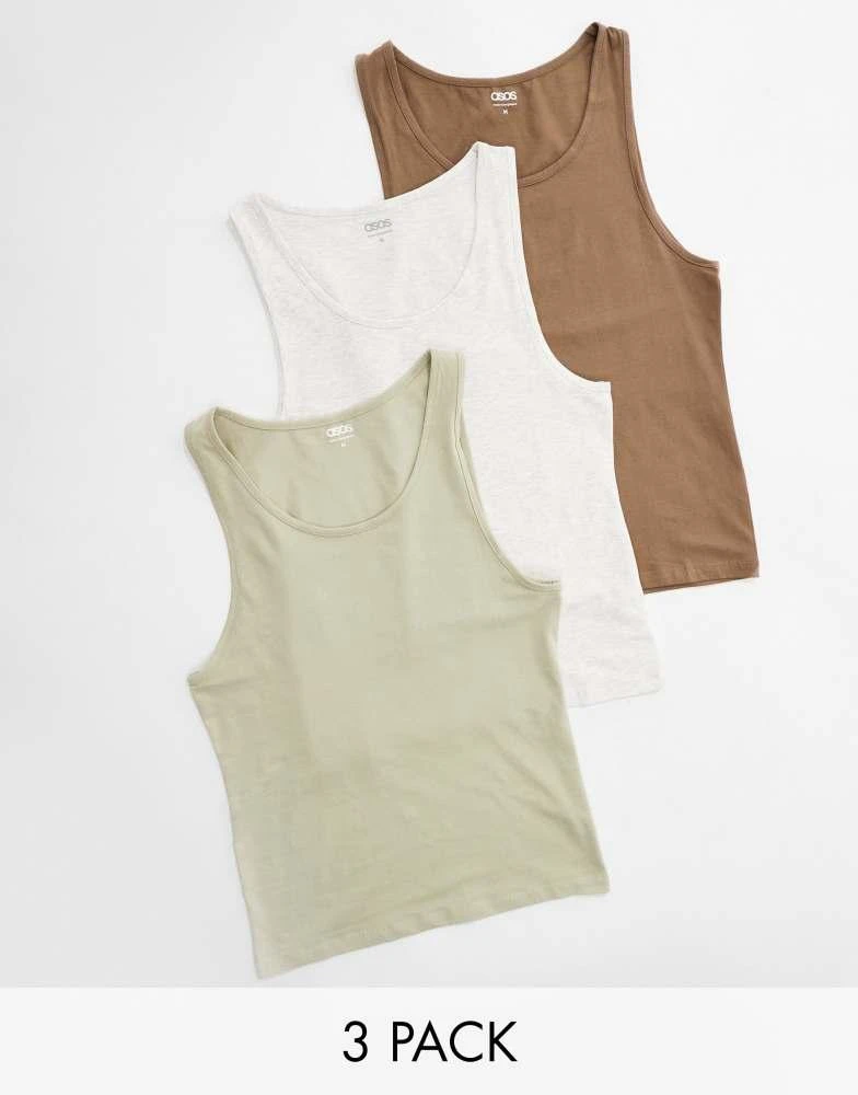ASOS ASOS DESIGN 3 pack muscle vests in multiple colours 1