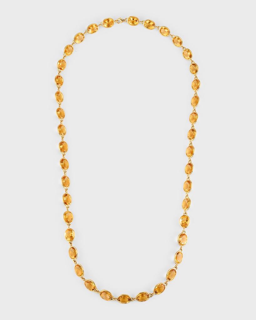 Piranesi 18K Yellow Gold 40 Oval Citrine Long Necklace, 24"L