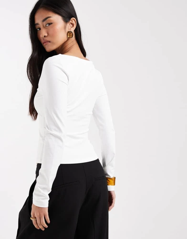 ASOS ASOS DESIGN polyamide slinky deep v neck top cream 3