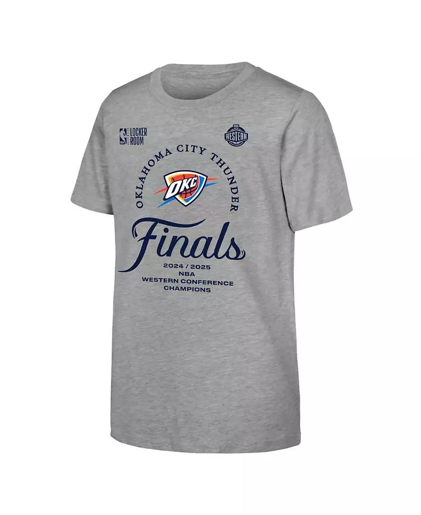 Fanatics Big Boys and Girls Gray Oklahoma City Thunder 2025 NBA Western Conference Champions Locker Room T-Shirt 2