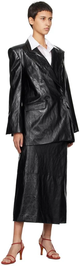 Esse Studios Black Milos Faux-Leather Blazer 4