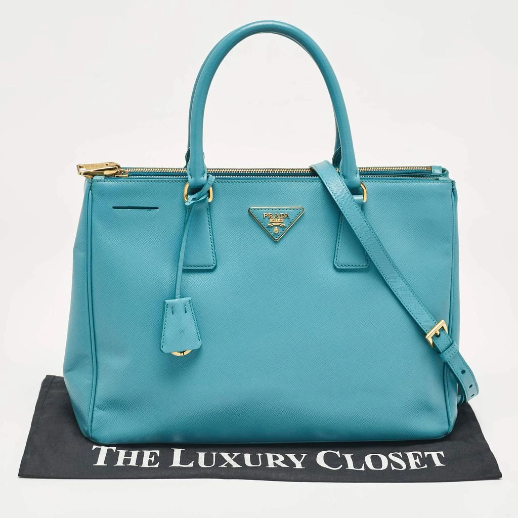 Prada Prada Turquoise Saffiano Leather Medium Double Zip Tote 17