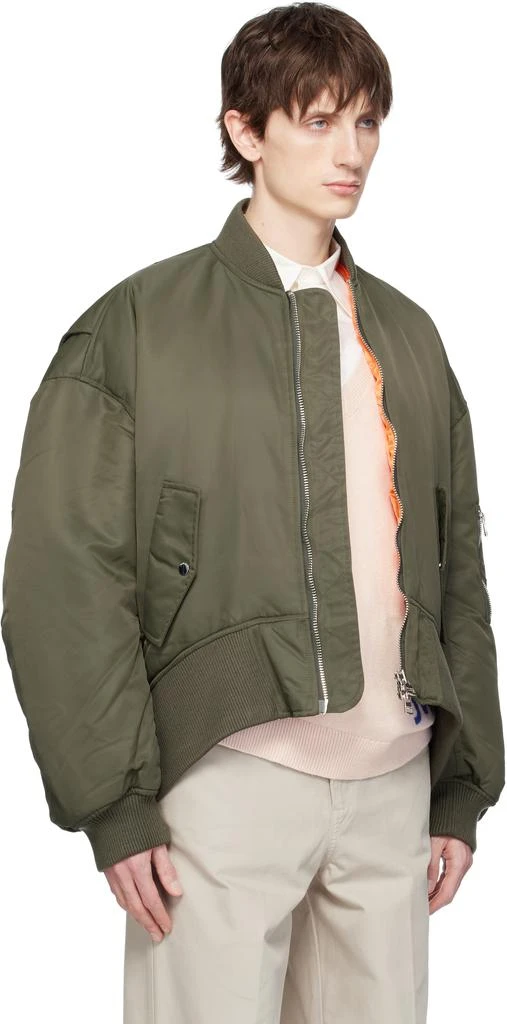 JW Anderson Green Curved Hem Oversized Bomber Jacket 2