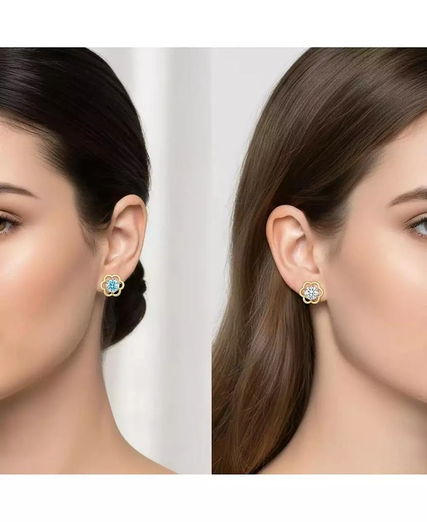 Bling Jewelry Set of 2 Tiny Blue
Clear CZ Open Flower Stud Helix Lobe Cartilage 1 Piece Earring 14K Gold 4MM Screwback Post 2