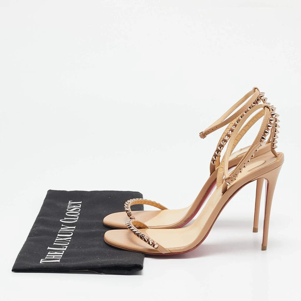 Christian Louboutin Christian Louboutin Beige Leather Loubi Queen Ankle Strap Sandals Size 38.5 9