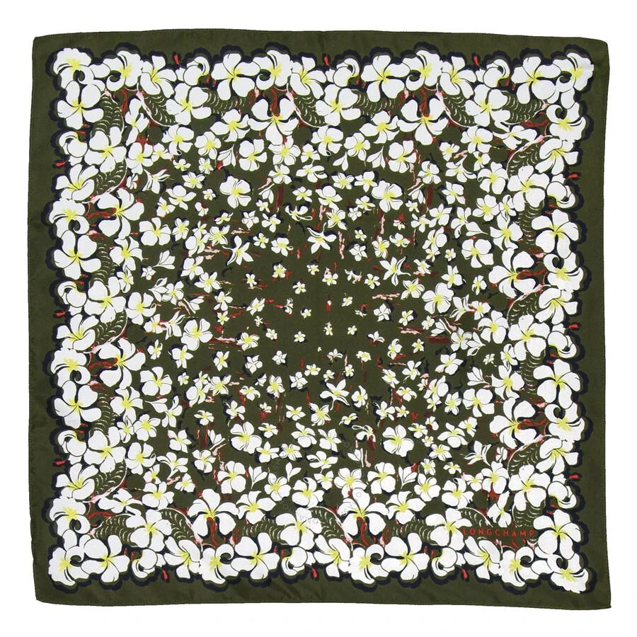 Longchamp Hawaiian Flowers Print Silk Scarf 1