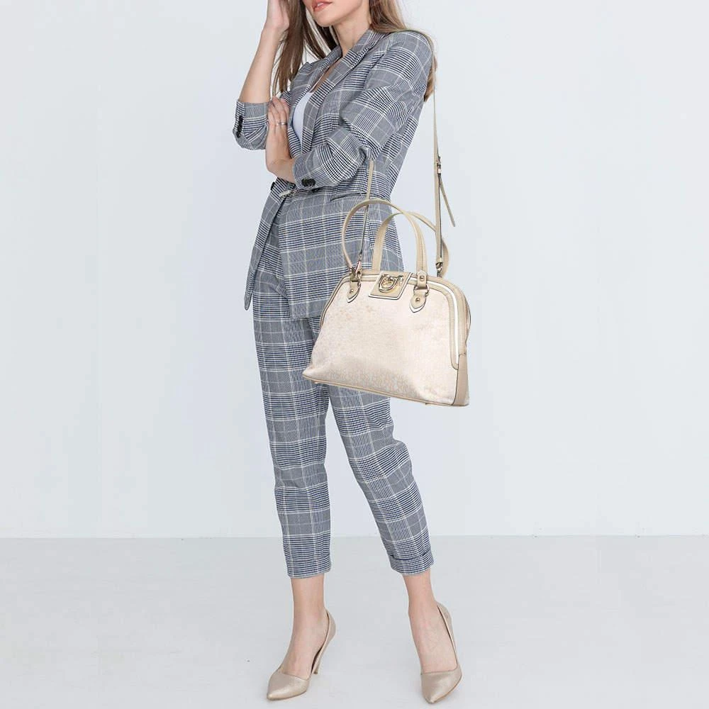 DKNY DKNY Cream/Beige Signature Canvas and Leather Dome Satchel 2