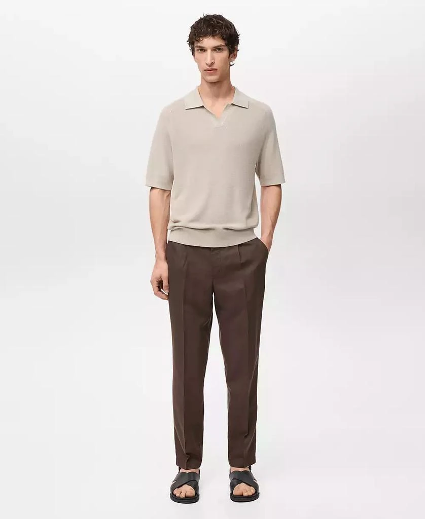 Mango Men's EU Regular-Fit Linen-Blend Pants 1