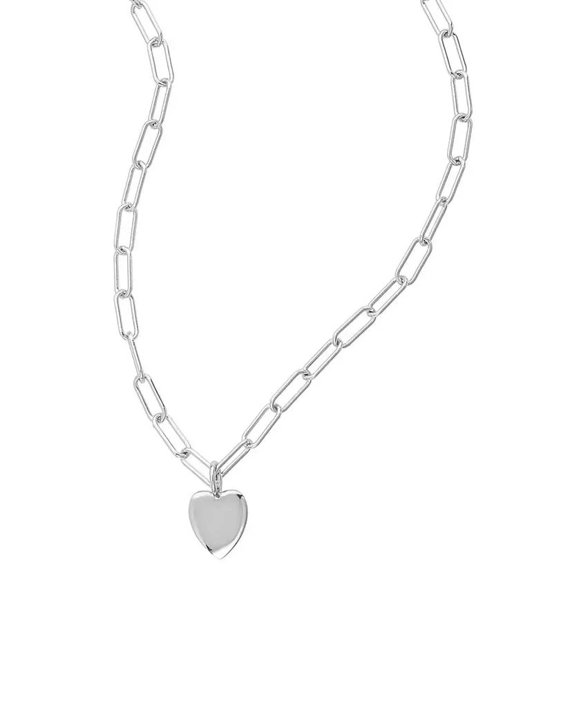 ADORNIA Tarnish Resistant Silver Heart Charm Paper Clip Chain Necklace 1