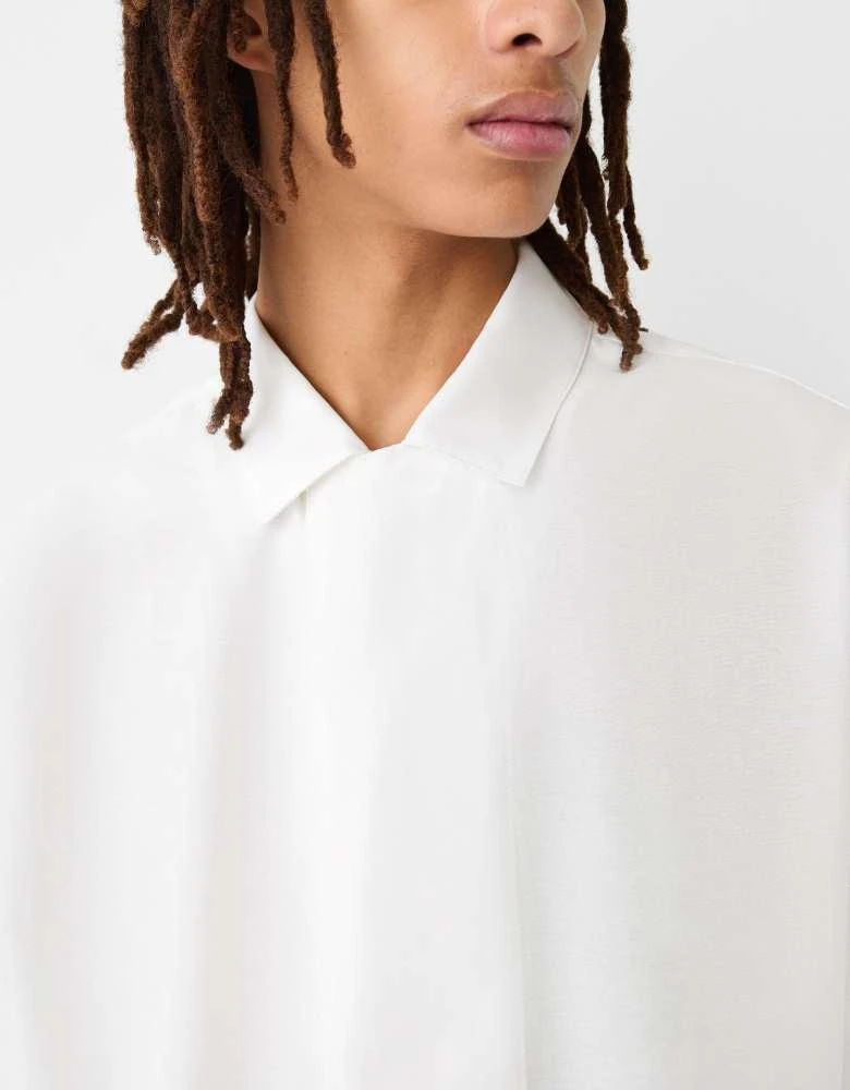Bershka Bershka Collection revere collar shirt in white 3