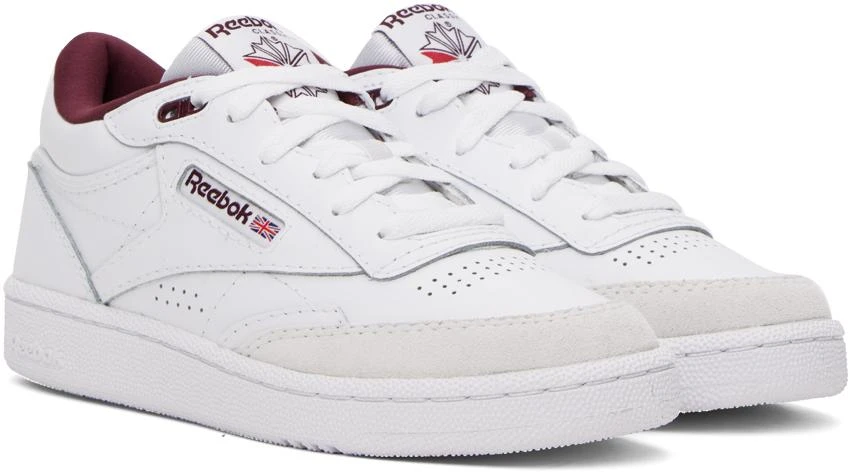 Reebok White & Burgundy Club C Mid II Sneakers 4