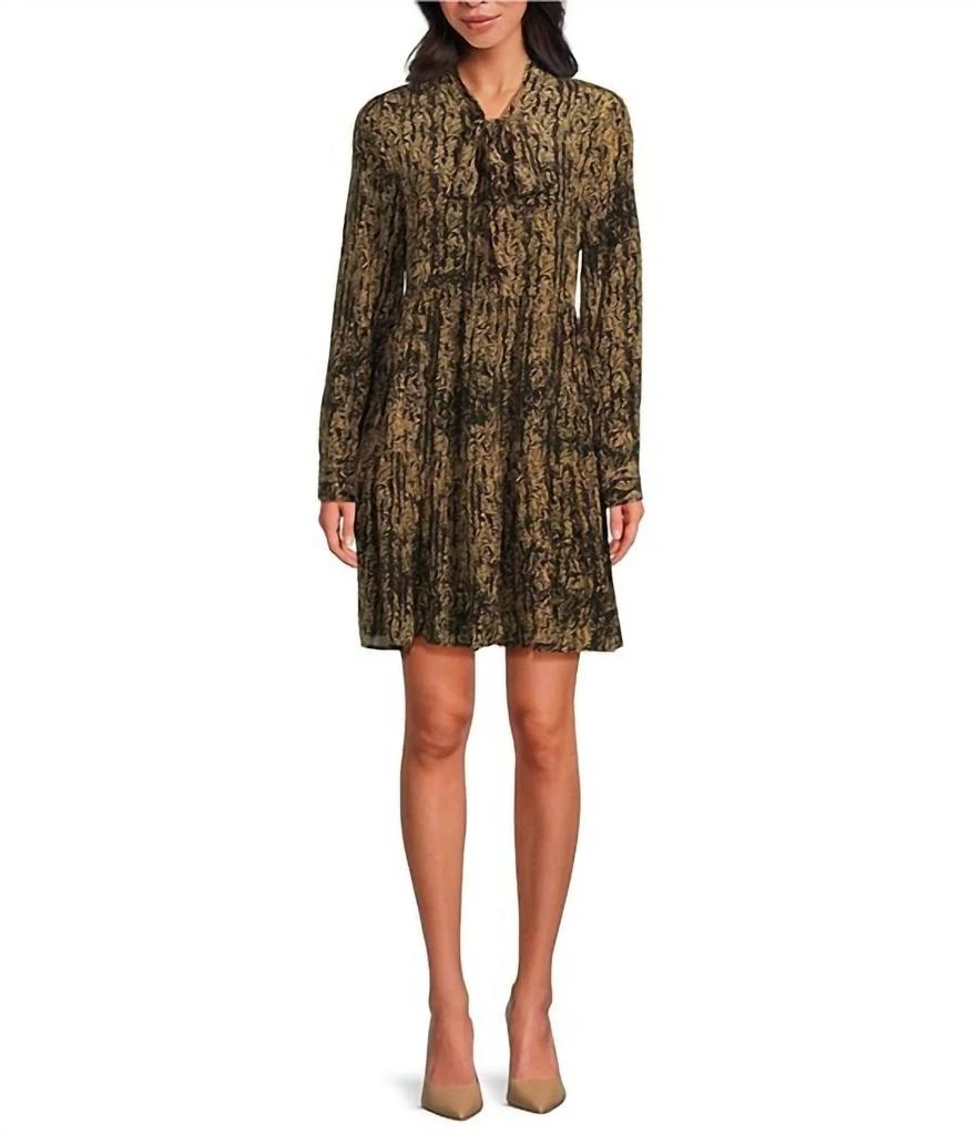 Elan Elan - Long Sleeve Baby Doll Dress With Tie