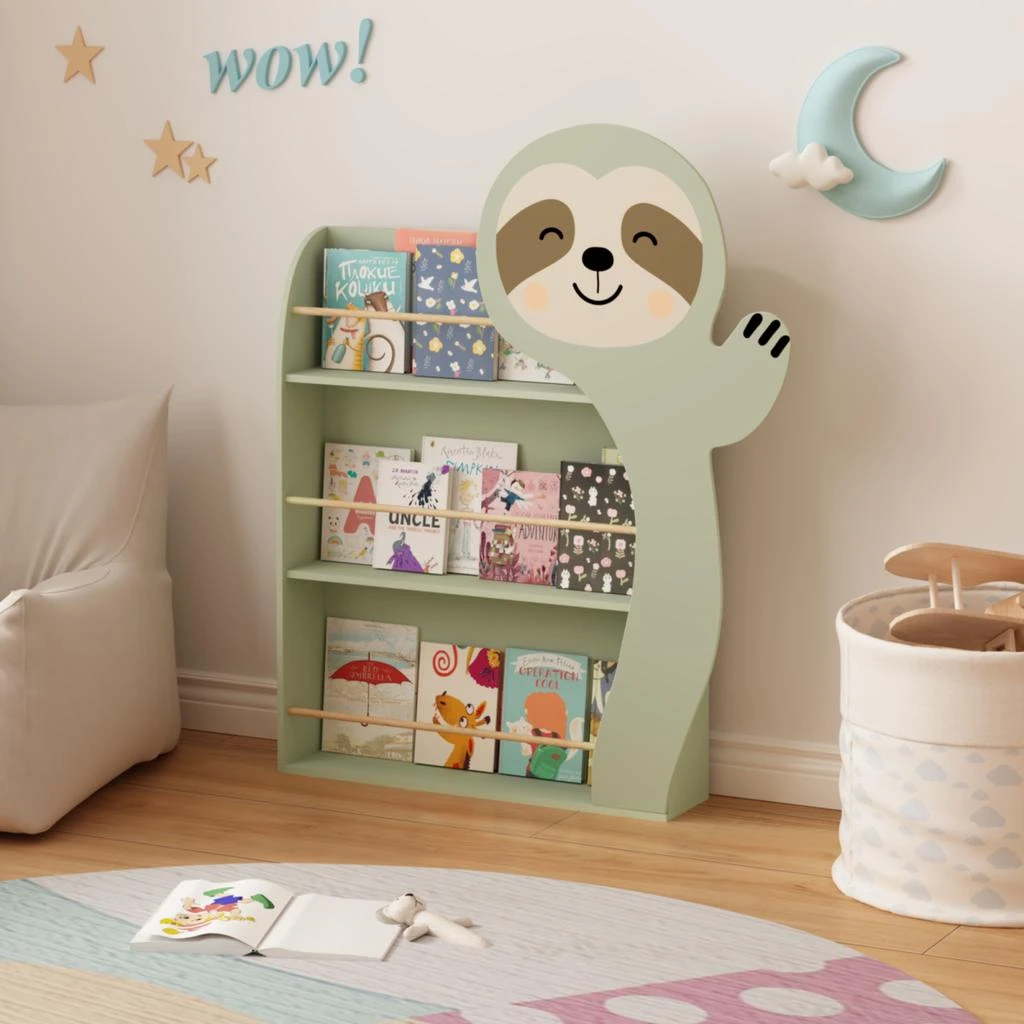 Streamdale Furniture Streamdale Sloth Bookshelf for Kids: 3-Tier Toddler Book Display Rack 2