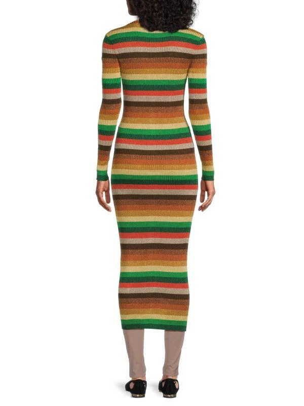Valentino ​Striped Button-Front Ribbed Maxi Cardigan 2