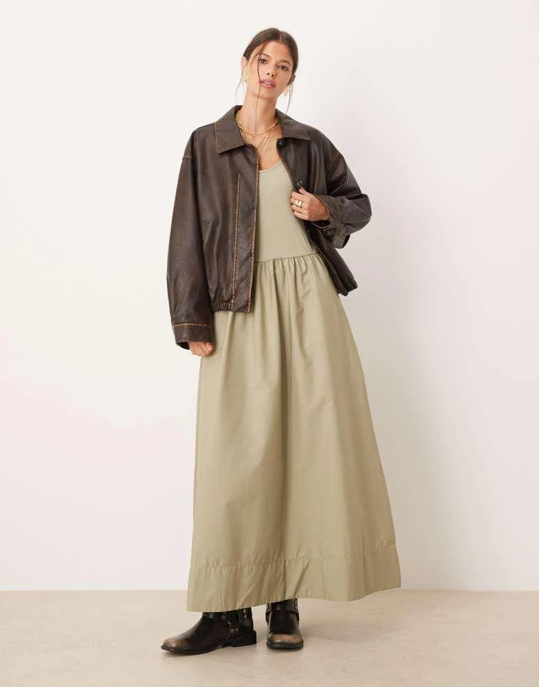 Shop Mango cotton drop waist maxi dress in khaki on Sale at BeyondStyle   Get 21% Off Mango cotton drop waist maxi dress in khaki with Limited-Time  Flash Deals, Exclusive Discounts, and