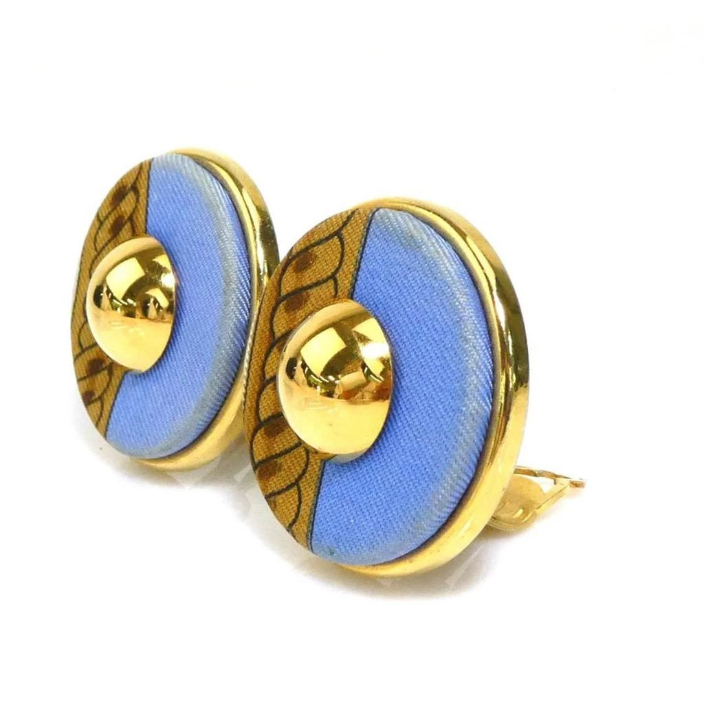 Hermes blue gold Metal Silk Clip Earrings (Pre-Owned) 2