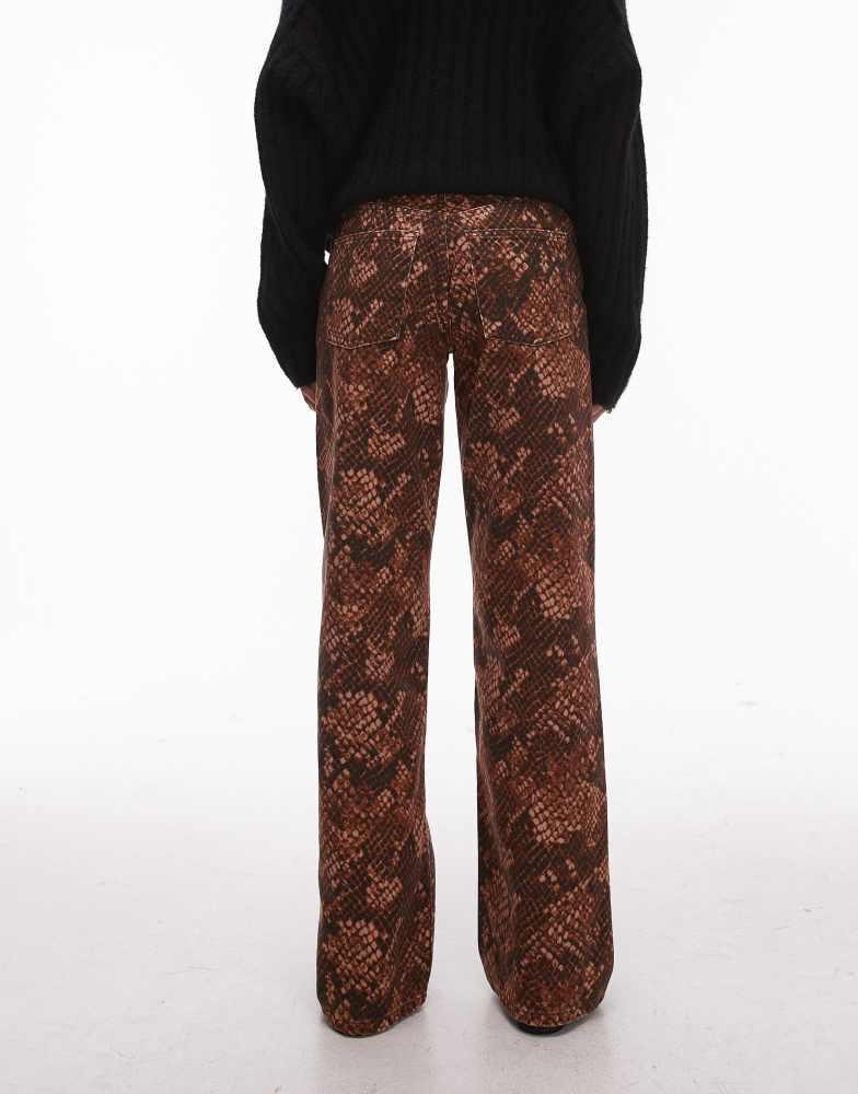 Topshop Topshop Ember low rise straight leg jean in brown snake print