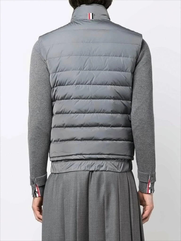 Thom Browne Padded Grey Vest with High Collar and Signature Stripes 3