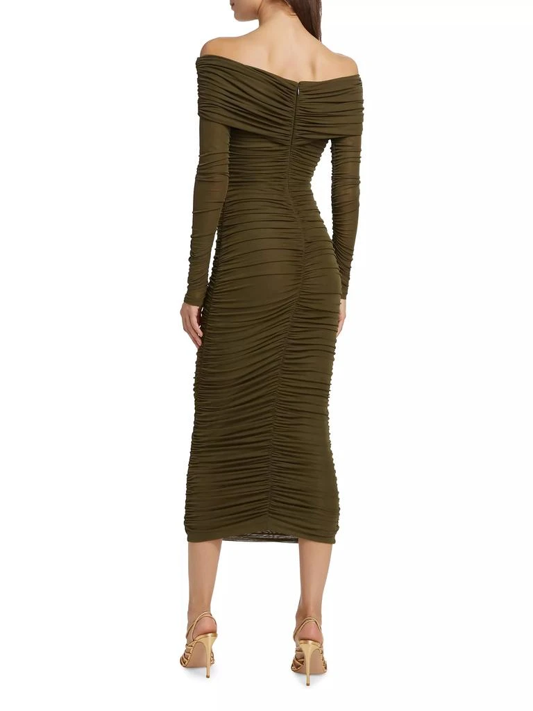 Ronny Kobo Varonica Ruched Off-The-Shoulder Midi-Dress 5