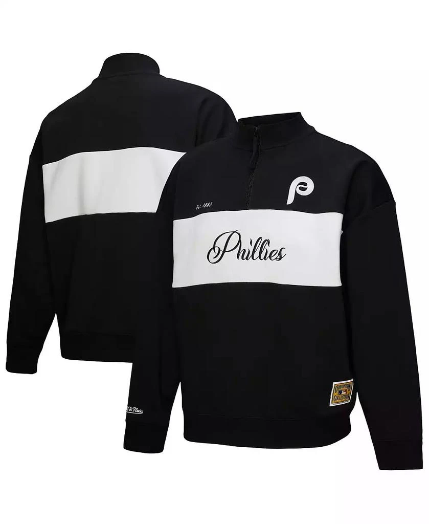 Mitchell & Ness Women's Black Philadelphia Phillies Quarter-Zip Pullover Top 1