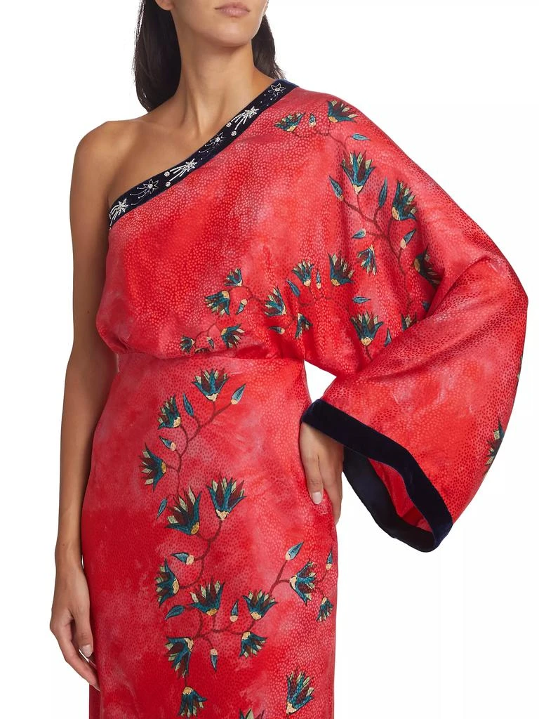Saloni Lily Asymmetric Floral Silk Gown 6