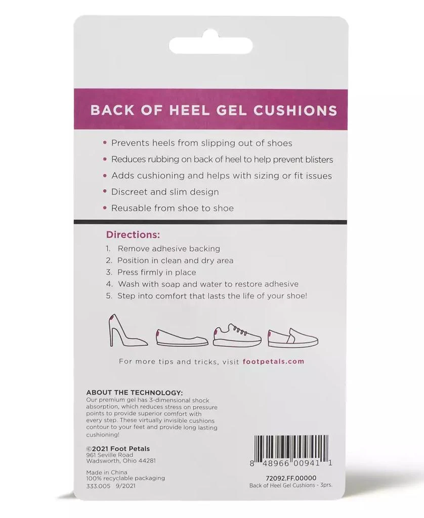 Foot Petals Back of Heel Gel Cushions 3 Pack 2