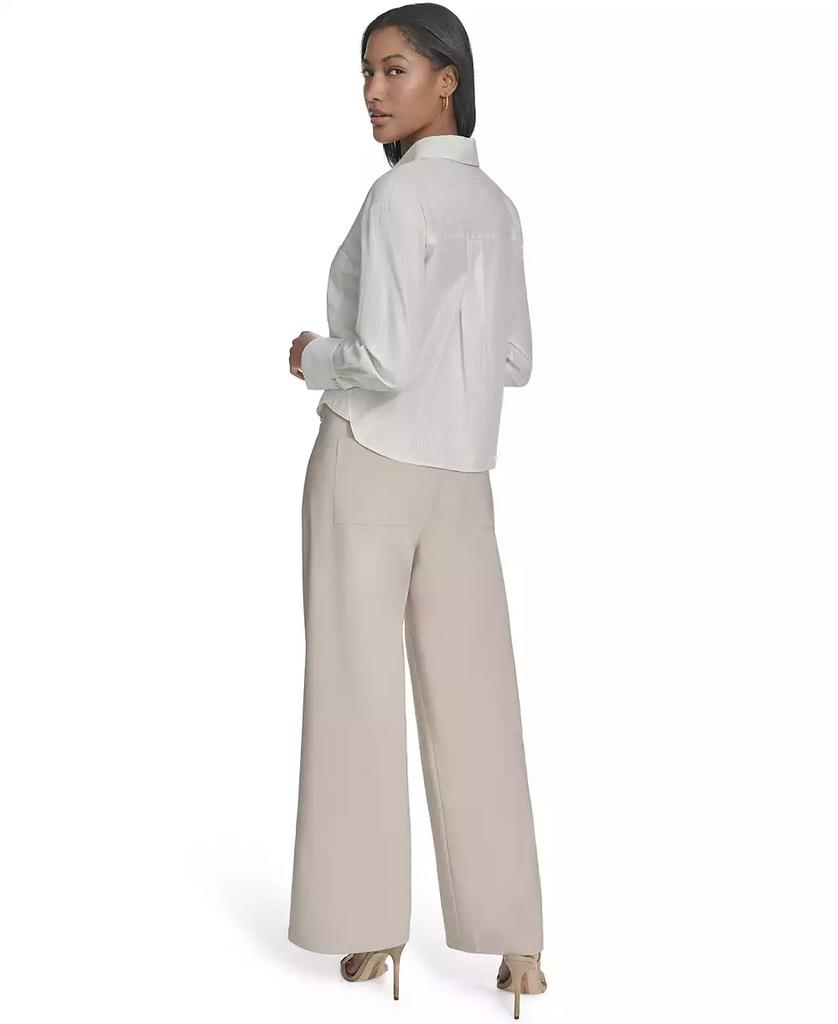 HALSTON Women's Cropped Button-Front Shirt
