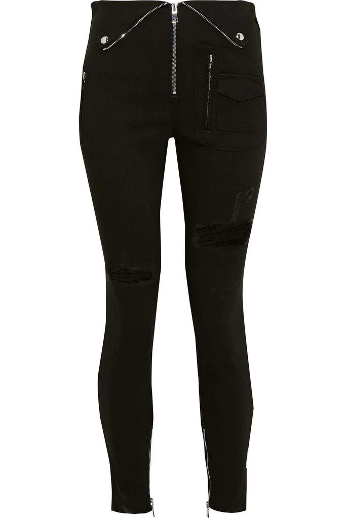 RTA Distressed zip-detailed mid-rise skinny jeans 1