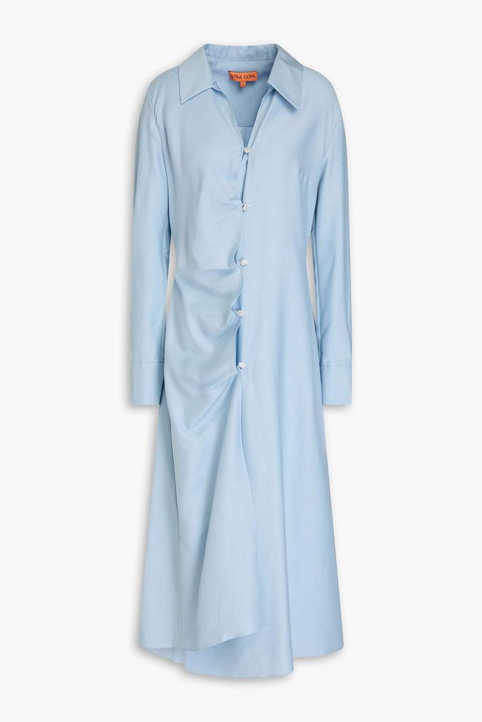 Stine Goya Spencer asymmetric slub woven midi shirt dress