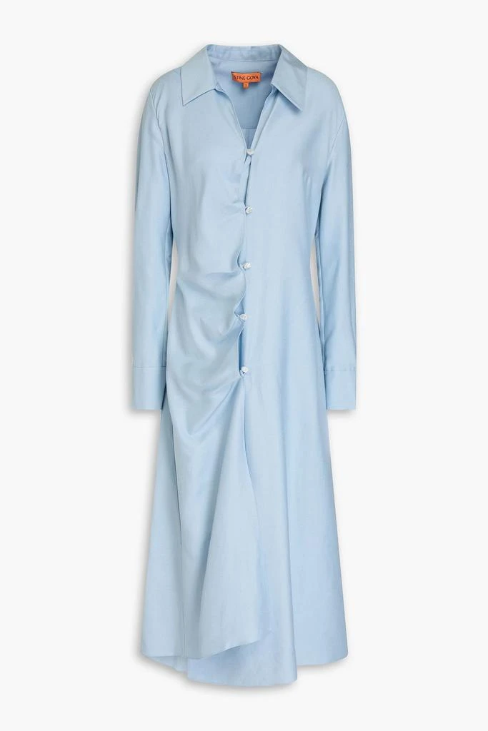 Stine Goya Spencer asymmetric slub woven midi shirt dress 1