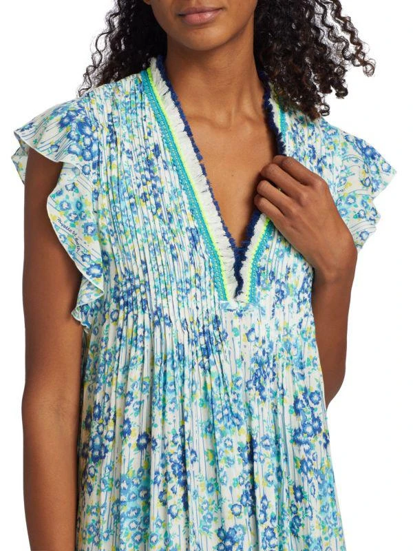 Poupette St Barth Sasha Crochet-Trim V-Neck Minidress 4