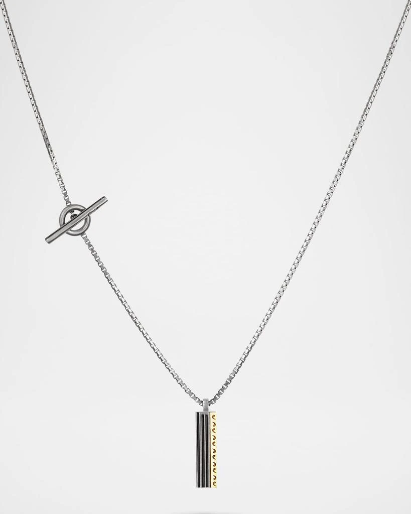 Marco Dal Maso Men's Acies 18K Yellow Gold & Blacken Sterling Silver Bar Pendant Necklace, 24.5"L 1