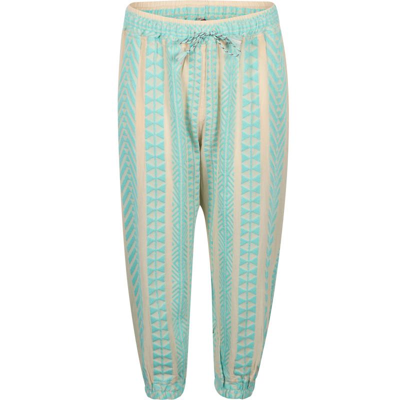 Devotion Geometric print drawstring pants in off white and turquoise