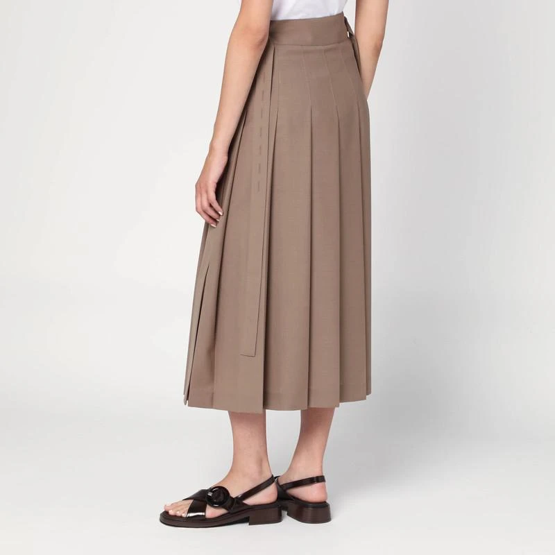 Róhe Pleated midi skirt in khaki 4