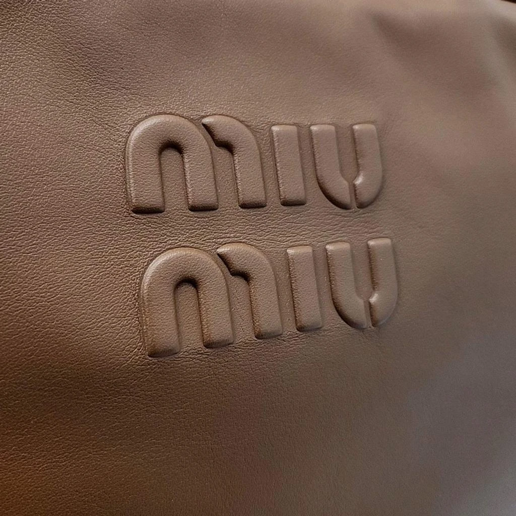 Miu Miu  Miu Miu Brown Leather Embossed Logo Bowling Bag 6