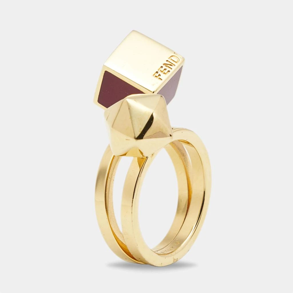 Fendi Fendi Bague Enamel Gold Tone Ring Size 55 1